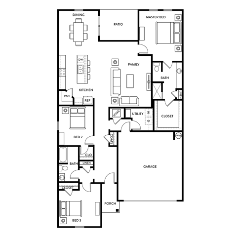 Hawthorn - 3 Bedroom 2 Bath 1,769 Sq. Ft. Floor Plan at Vine Creek, Pflugerville, TX